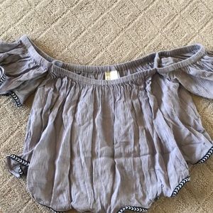 Light purple/grey off the shoulder flowy top